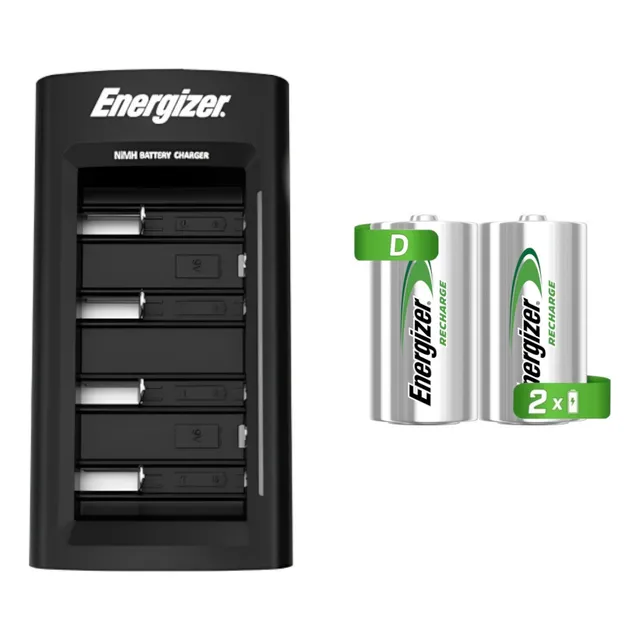 Cargador Universal Energizer + 2 Pilas Recargables Tamaño D