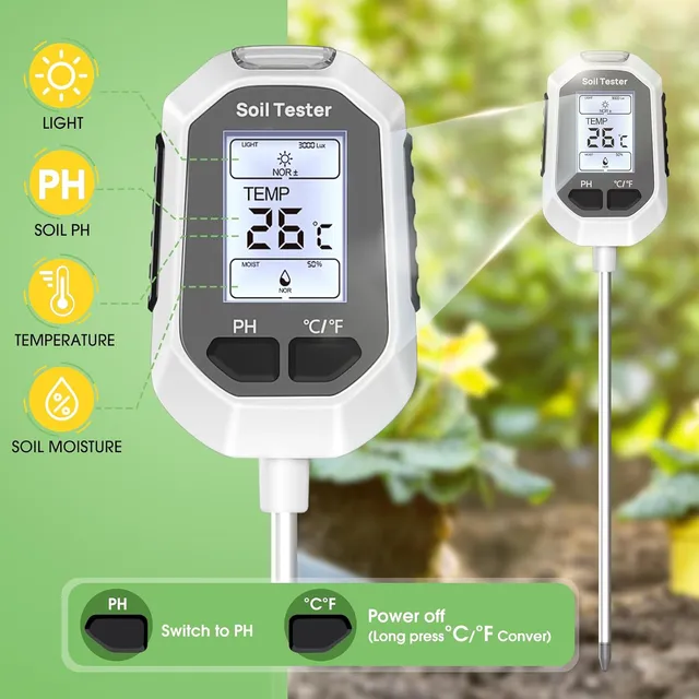 Medidor Ph Humedad De Suelo Y Luz Kit Plantas Tester 4 En 1