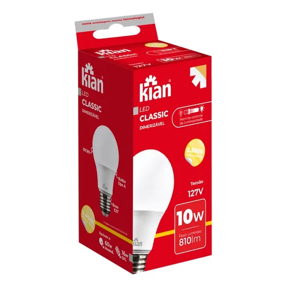 Lâmpada Led 10w Bulbo Dimerizável Luz Amarela 2500k Kian