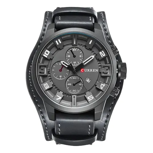 Reloj Curren Casual 8225-5 Negro-gris Correa De Cuero