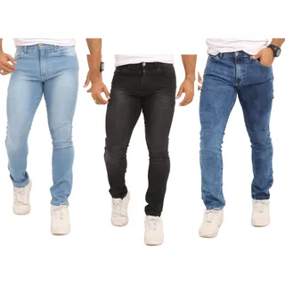 Kit 3 Calça Jeans Masculina Slim Fit C/ Elastano Lycra Kit 3 Calça Jeans Masculina Slim Fit C/ Elastano Lycra