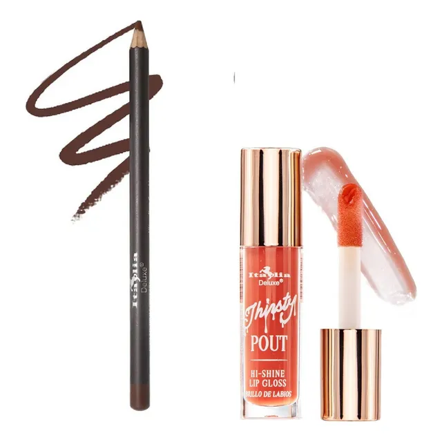 Lip Combo Gloss Thirsty Pout + Delineador Italia Deluxe