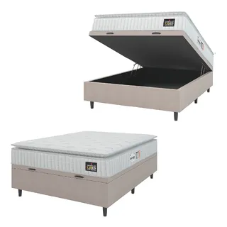 Cama Box BaĂș Casal Espuma D33 Vangogh Pillow Bege - 120kg Cama Box BaĂș Casal Espuma D33 Vangogh Pillow Bege - 120kg