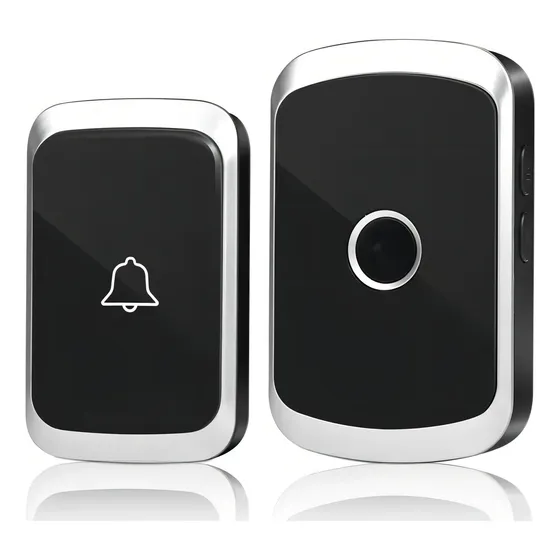 Timbre Inalámbrico Exterior Portátil Puertas Timbre Portero Color Negro