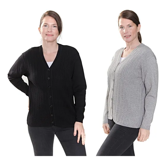 Pack X2 Cardigan Saco Tejido Con Botones Mujer Hilo Premium