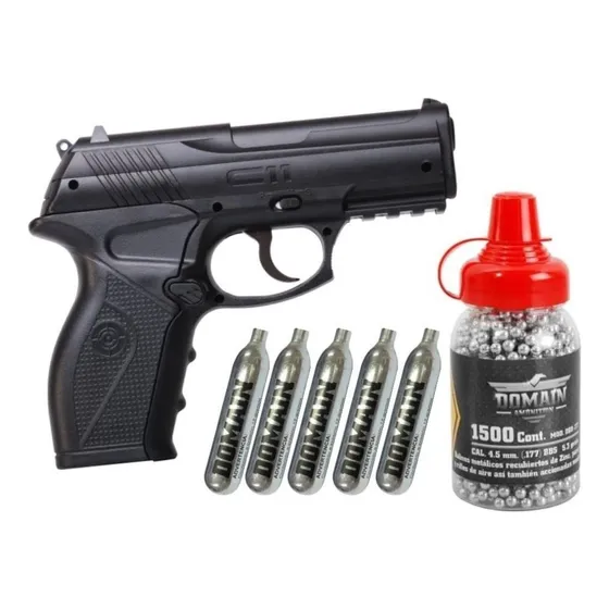 Kit 1500 Balines + Pistola De Co2 4.5 Crosman + 5 Co2