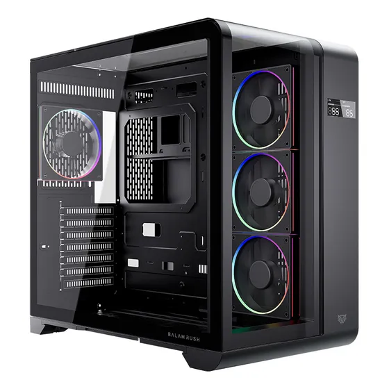 Gabinete Gamer Balam Rush Tank Expert Curve 7400 Atx Media Torre 4 Fan Cristal Templado Usb-c Argb Negro Br-941594