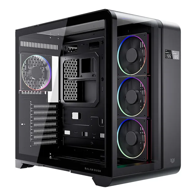 Gabinete Gamer Balam Rush Tank Expert Curve 7400 Atx Media Torre 4 Fan Cristal Templado Usb-c Argb Negro Br-941594