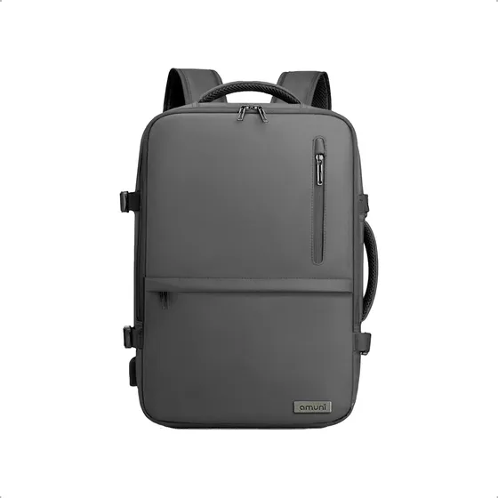 Mochila Impermeable Portanotebook Urbana Viaje Usb Liviana Color Gris Diseño De La Tela Liso