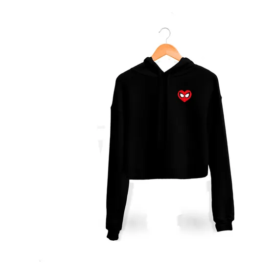 Hoodie Crop Top Corazon De Spiderman