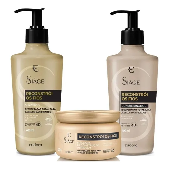 Kit Siàge Reconstrói Os Fios Shamp. Cond. + Máscara Eudora