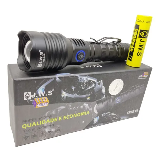 Lanterna Tática Longo Alcance Led V3 800 Metros Foco Redondo Cor da lanterna Preto Cor da luz Branco