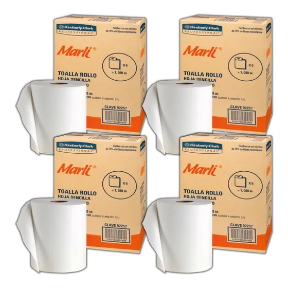 Toalla En Rollo Marli 92257 6 Rollos 180 Mts C/u 4 Cajas  