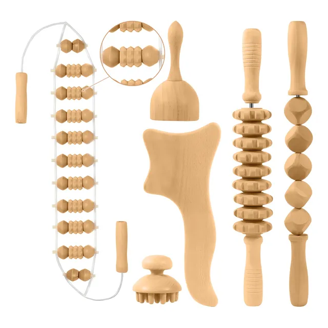 Kit 6pcs Maderos De Masaje Maderoterapia Corporal Rodillo