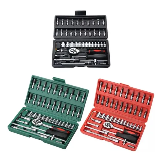 Juego De Dados Milimetricos Rachet De 1/4 De 46 Piezas 