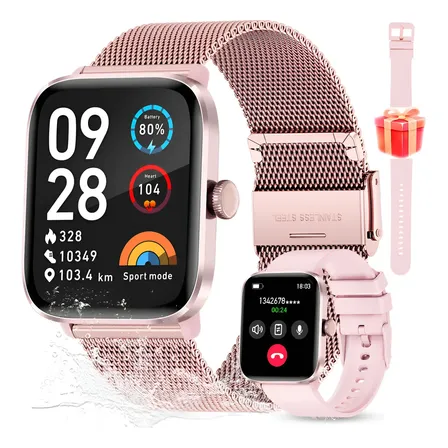 Smartwatch Relógio Inteligente Masculino Feminino Esporte Bt Ouro Rosado Mesh