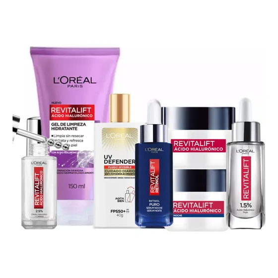 Pack L'oréal Paris Protector Solar + Cremas Día Y Noche + 3  Todo Tipo De Piel Día