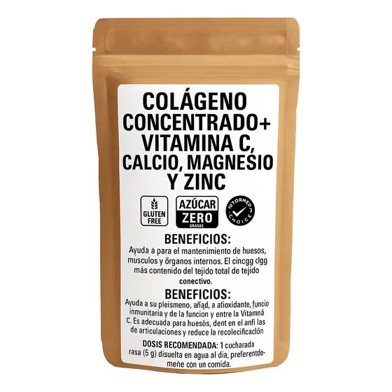 Colágeno Concentrado + Vit C, Calcio, Magnesio Y Zinc 500 Gr