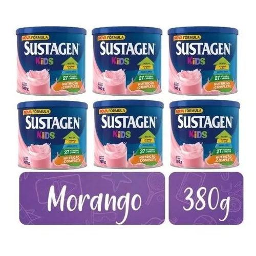 Sustagen Kids Morango 380g Kit C/6 Unidades