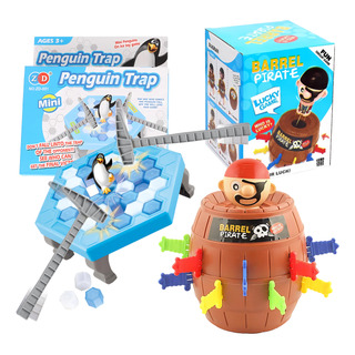 Kit Jogo Pinguim Numa Fria Quebra Gelo + Barril Pirata Pula Kit Jogo Pinguim Numa Fria Quebra Gelo + Barril Pirata Pula