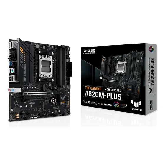 Placa Mãe Asus Tuf Gaming A620m-plus Amd Am5 Matx 4xddr5 Cor Preto