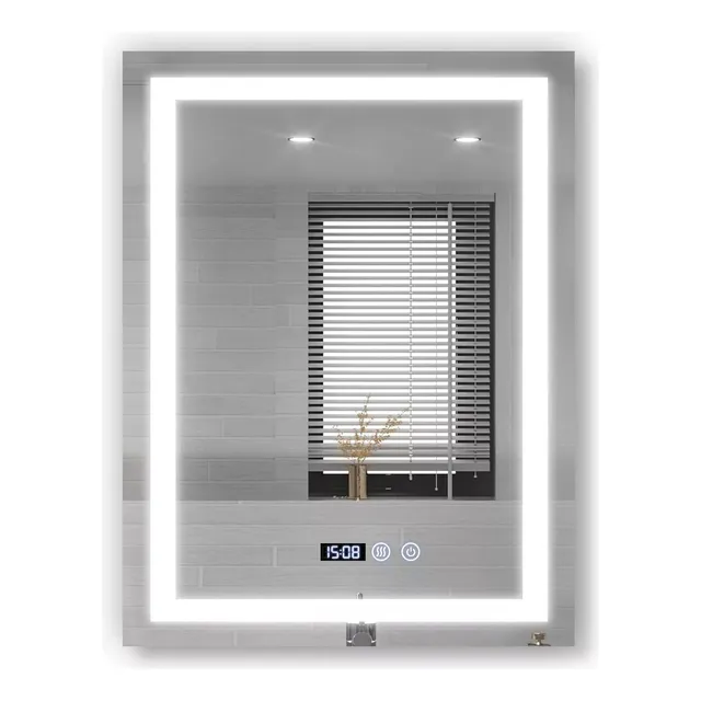 Hometronic Espejo Con Luz 3 Modo Espejos Decorativos Para Baño 50x70 Marco Blanco