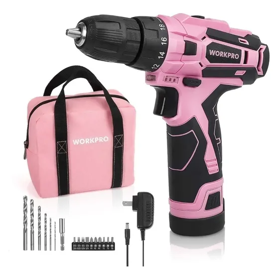 Taladro Portátil De Mano Rosado Mujer Con Mechas Bolso Y Mas