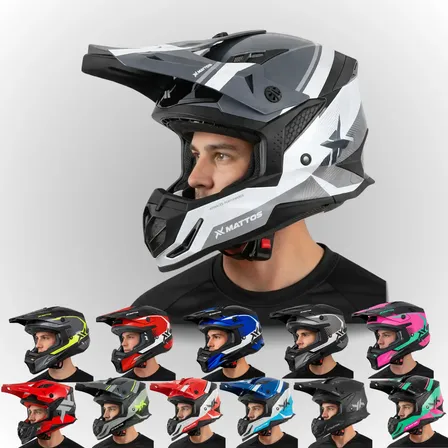Capacete Mattos Racing Atomic Icon Cores Motocross Trilha