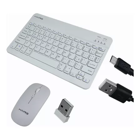 Kit Teclado Mouse Bluetooth Para iPhone Android Inalámbrico Color del teclado Blanco