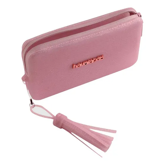 Minibolso Havaianas Shine, color rosa, diseño de tela lisa