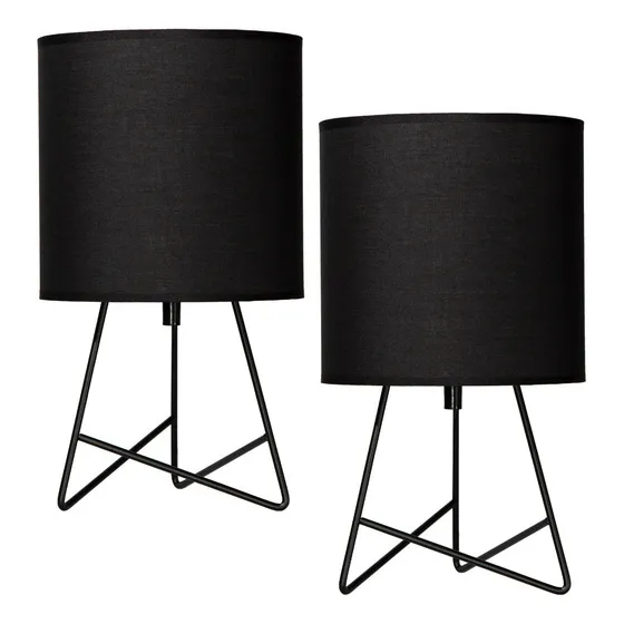 Lámpara De Mesa Moderno Negro 60w E27 1 Luz 2 Pack