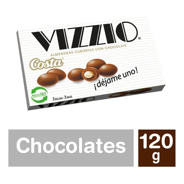 Chocolate Vizzio 120g Costa Almendras Cubiertas C/chocolate