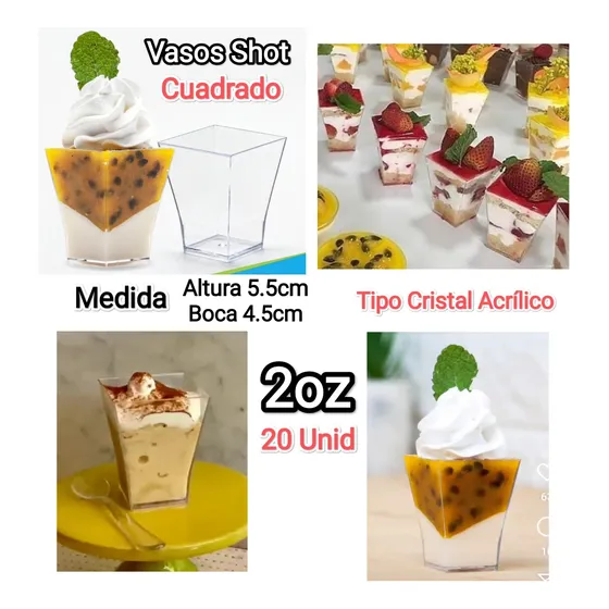 Vasos Mini Shot Vasito Acrílico 2oz / 60ml ( 20 Unidades) 