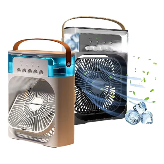Ventilador Mini Aire Con Humidificador  Negro Y Blanco