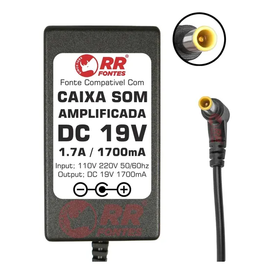 Fonte 19v 1.7a Para Caixa Som Portatil Pk7 Xboom Go Pk7w