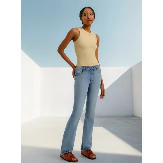 Calça Jeans Feminina Flare Cintura Média Com Elastano Hering
