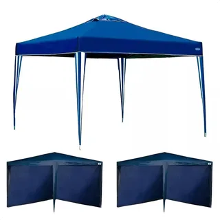 Kit Tenda Gazebo 3x3m + 4 Paredes Laterais Azul AlumĂnio Kit Tenda Gazebo 3x3m + 4 Paredes Laterais Azul AlumĂnio