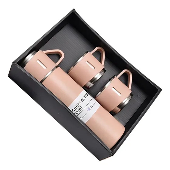 Vacuum Flask Set Termo 500ml Con 3 Tazas Acero Inoxidable