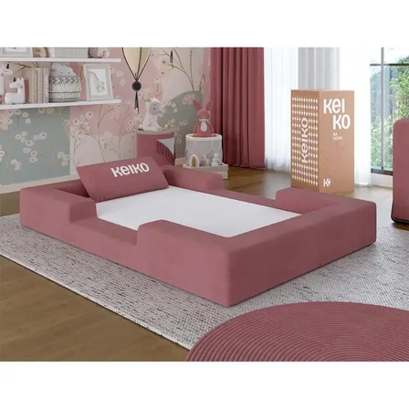 Cama Montessoriana Solteiro Ninho 100% Espuma Keiko Cor Rosa