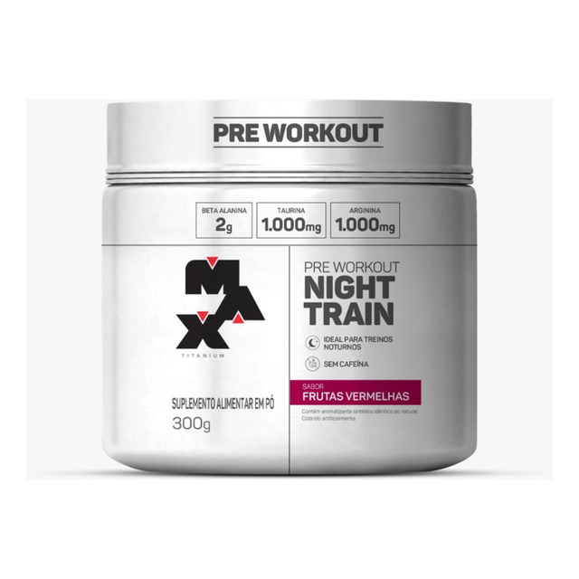 Suplemento Pó Pré Treino Max Titanium Night Train Pote 300gr Sabor Frutas Vermelhas Suplemento Pó Pré Treino Max Titanium Night Train Pote 300gr Sabor Frutas Vermelhas