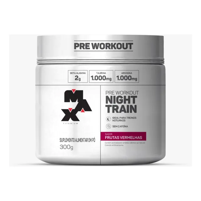 Suplemento Pó Pré Treino Max Titanium Night Train Pote 300gr Sabor Frutas Vermelhas Suplemento Pó Pré Treino Max Titanium Night Train Pote 300gr Sabor Frutas Vermelhas