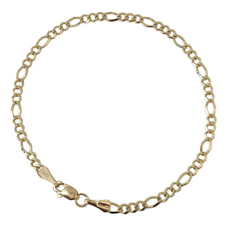 Pulsera Pulso Esclava Figaro Oro 10k 18.5cm 3mm Sólido Pulsera Pulso Esclava Figaro Oro 10k 18.5cm 3mm Sólido