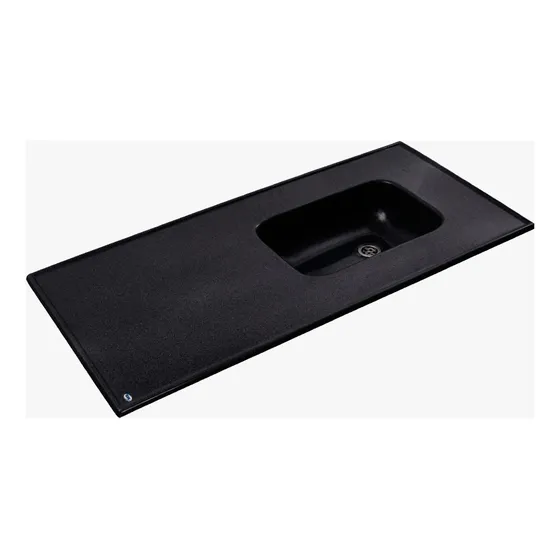 Durafort Mesada Marmol Sintetico Bacha Cocina Negro 140x60cm