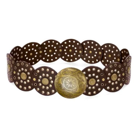 Cinturón Boho Con Círculos En Cuero Pu