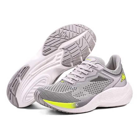 Tênis Kappa Pulse Evo Masculino Feminino Cinza-amarelo Limão 40