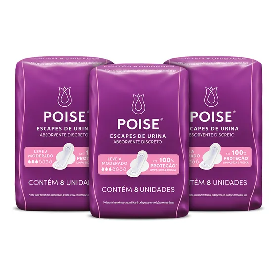 Kit 3 - Absorvente Para Escapes De Urina Poise Discreto