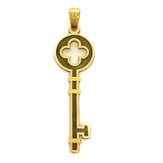 Dije Llave Trébol Oro 18k