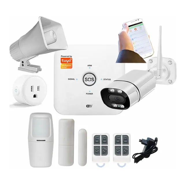 Kit De Alarma Wifi Gsm Tuya Smart  Con Cámara C17a 5mpx 