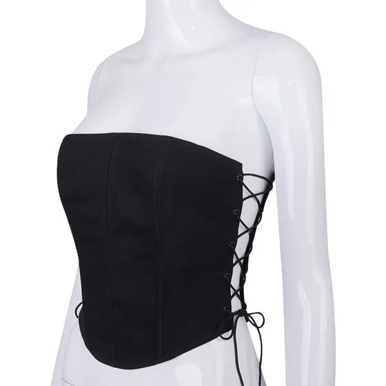 Top Tipo Corsetero Gabardina Enlazados Goth Dark Punk Y2k