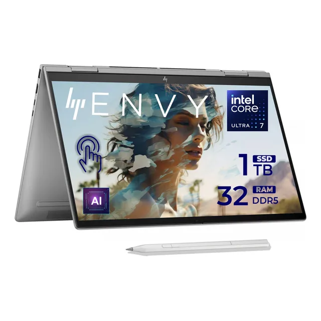 Hp Envy X360 15.6 Ultra 7 155u Ram 32gb Ssd 1tb + Lapiz Hp Color Gris